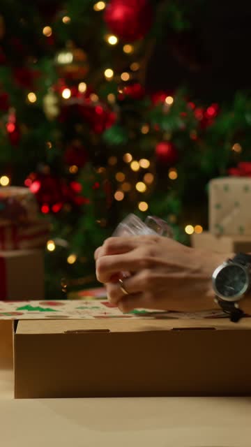 Neatly Arranged Presents and Christmas Tree.