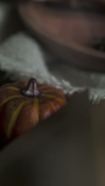 Autumn Detail Shot of Pumpkins and Figs.