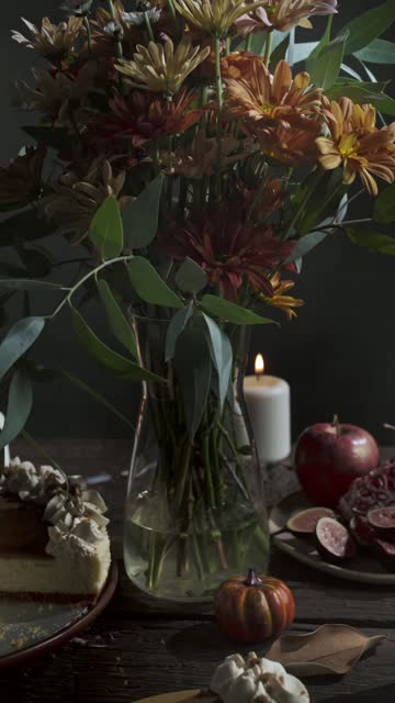 Short Clip of Rustic Autumn Table.
