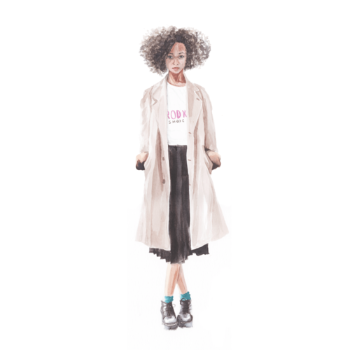 Woman standing with her hands in the pocket of her trench coat