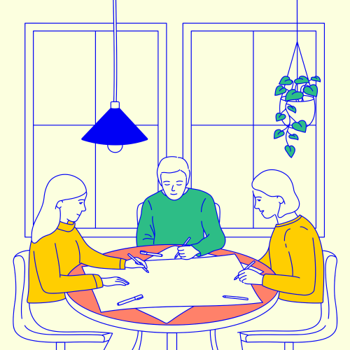 Colleagues brainstorming ideas together