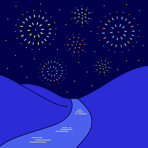 Fireworks lighting up the night sky
