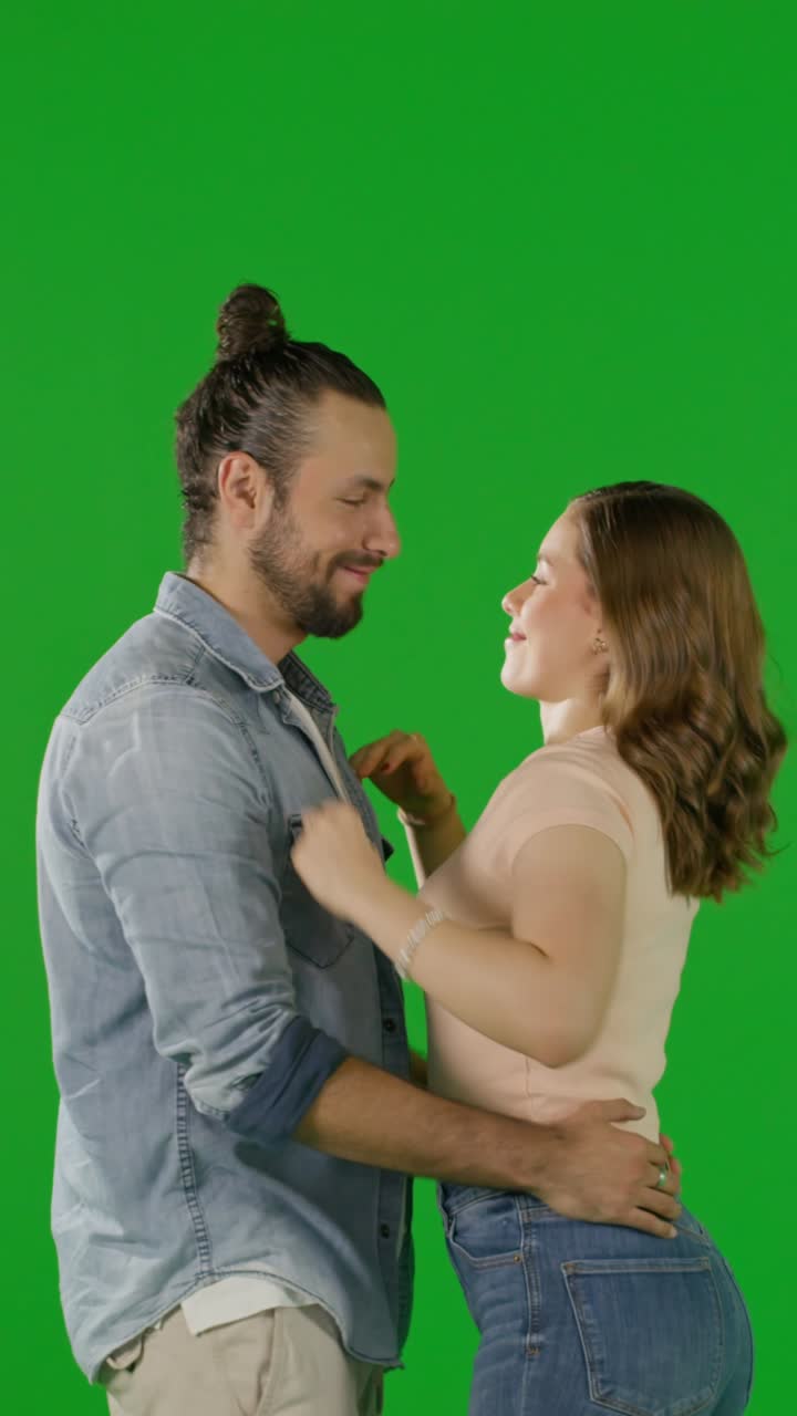Young Couple Hugging on Green Screen - Free Stock Video
