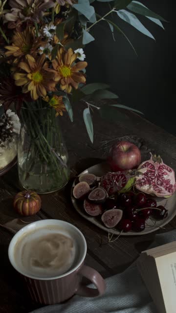Slow Pan of Autumn Table.