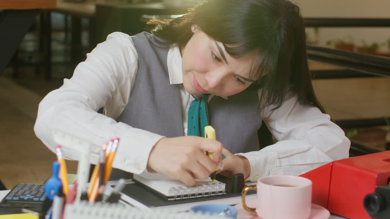 Woman Sketching in Notepad with Rulers.