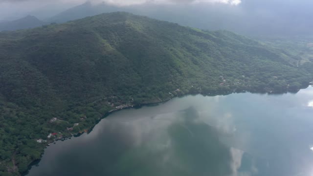 Aerial View of Lake at Dusk.