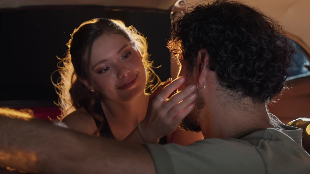 Sweet Kiss Inside a Car.