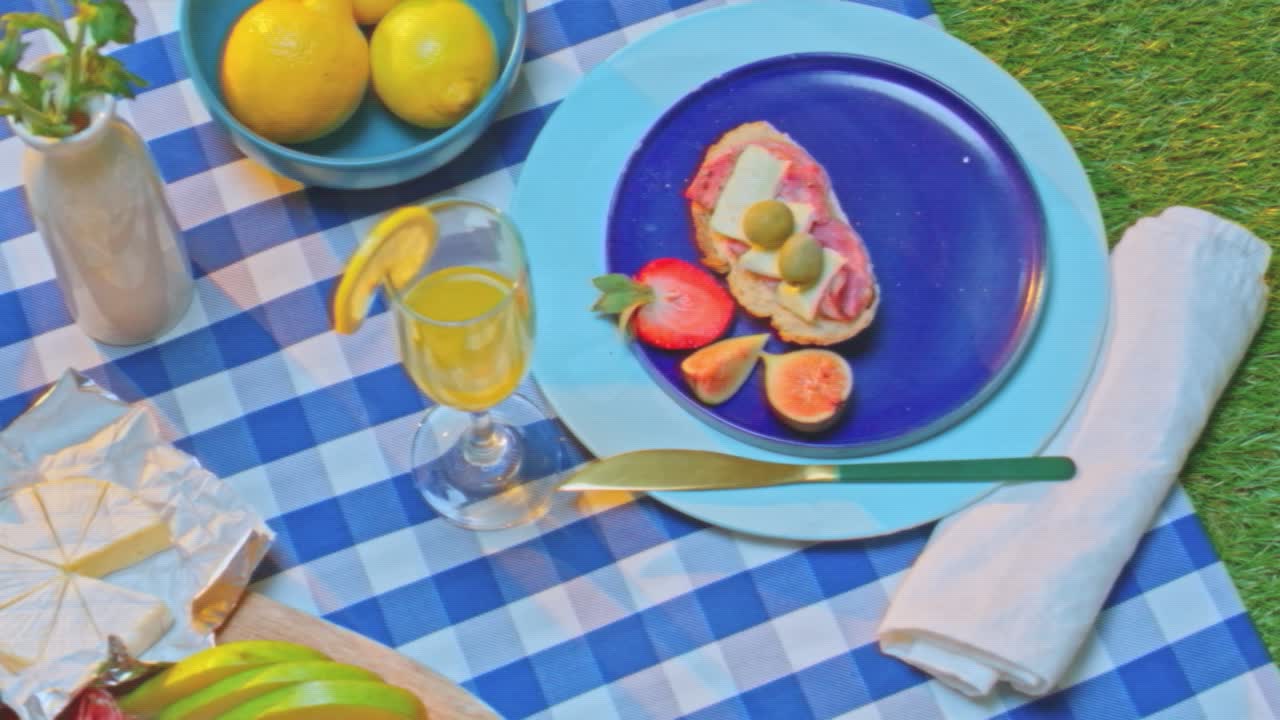 Blue Picnic with Savory Delights.