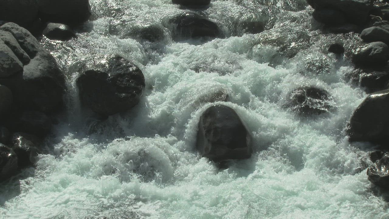 Stream flowing between the rocks - Free Stock Video