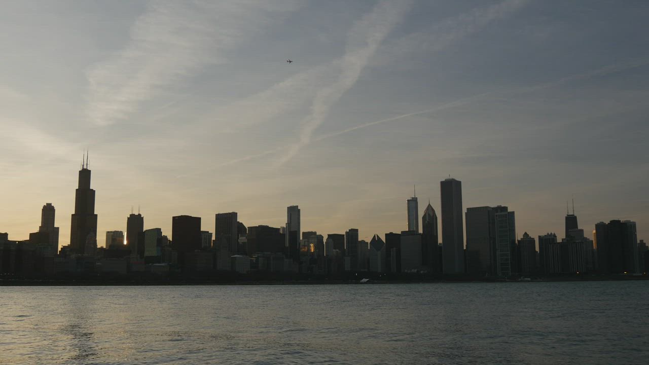Chicago skyline sunset - Free Stock Video
