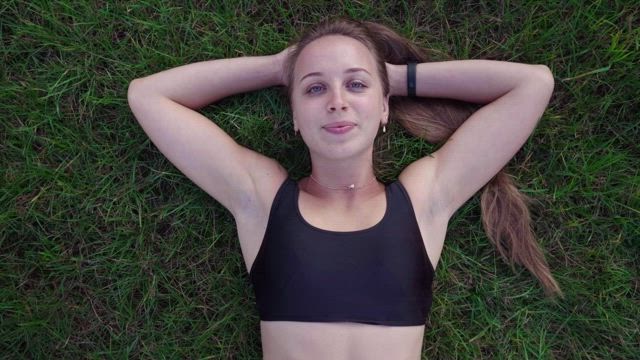 Woman relaxing outside.