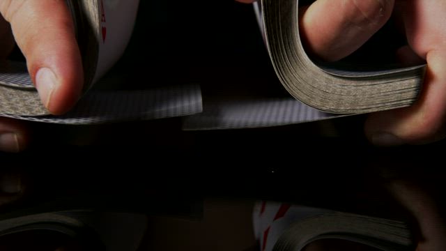 Shuffling cards by splitting the deck.