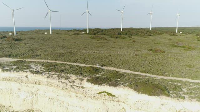 Flying over the cliffs.