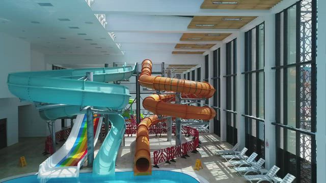 Pool slides inside.