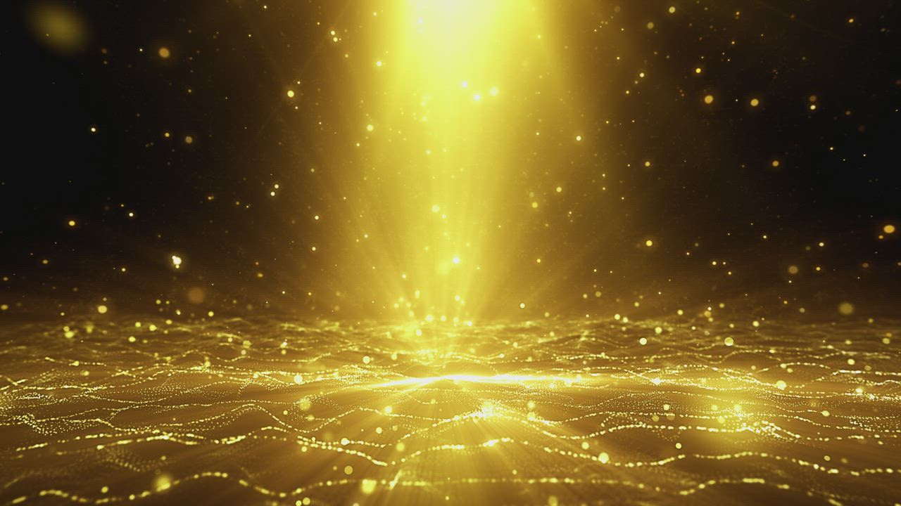 Golden particles rising in a dark digital space