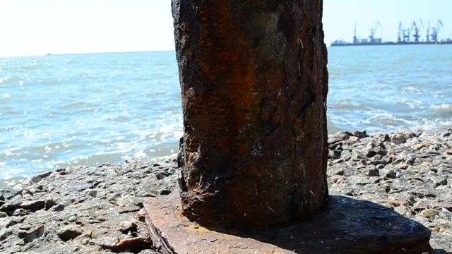 Iron column at a port.