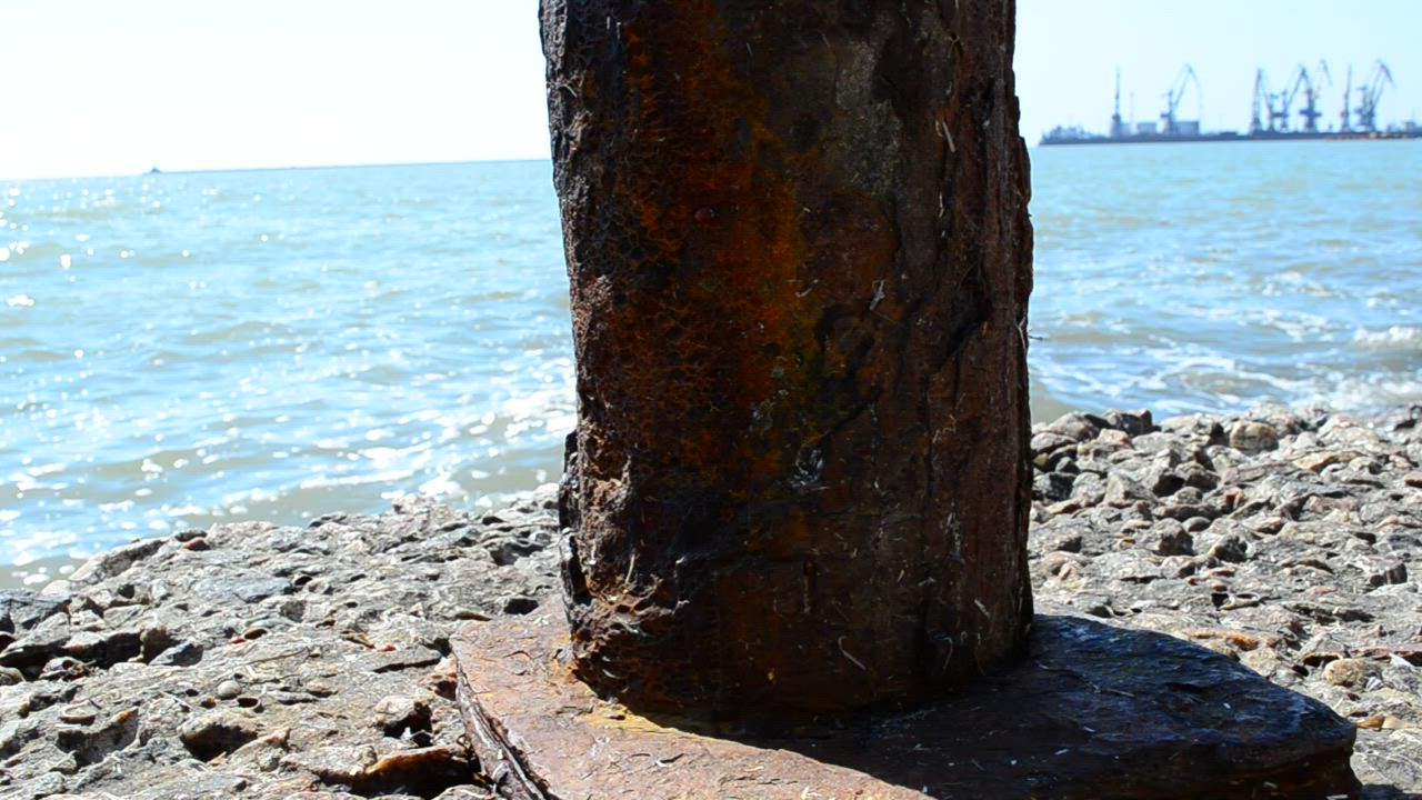 Iron column at a port - Free Stock Video