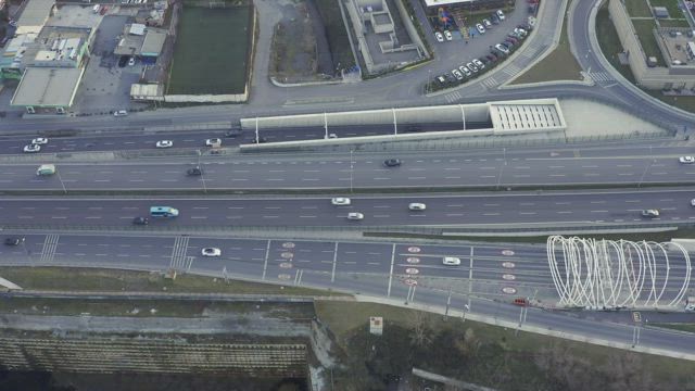 Entering a large bridge.