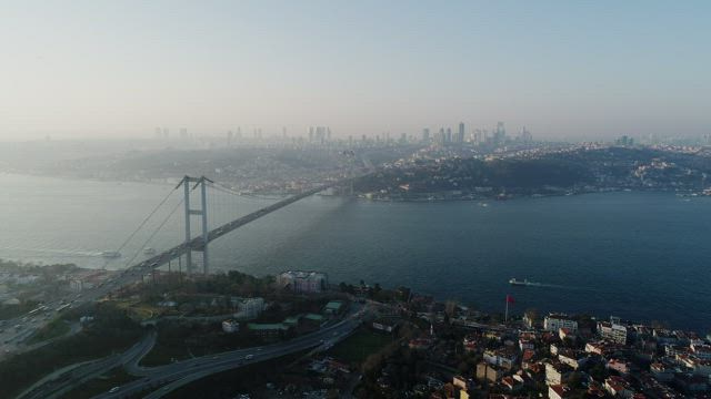 Skyscrapers in the distance.