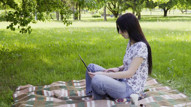 Working remotely from the park.