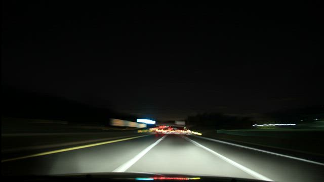 Driving through the night.