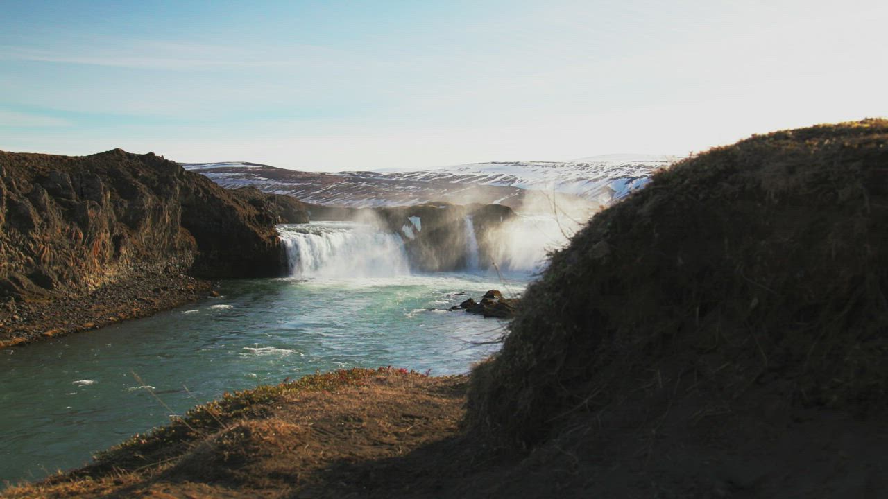 Large waterfalls in the cold - Free Stock Video