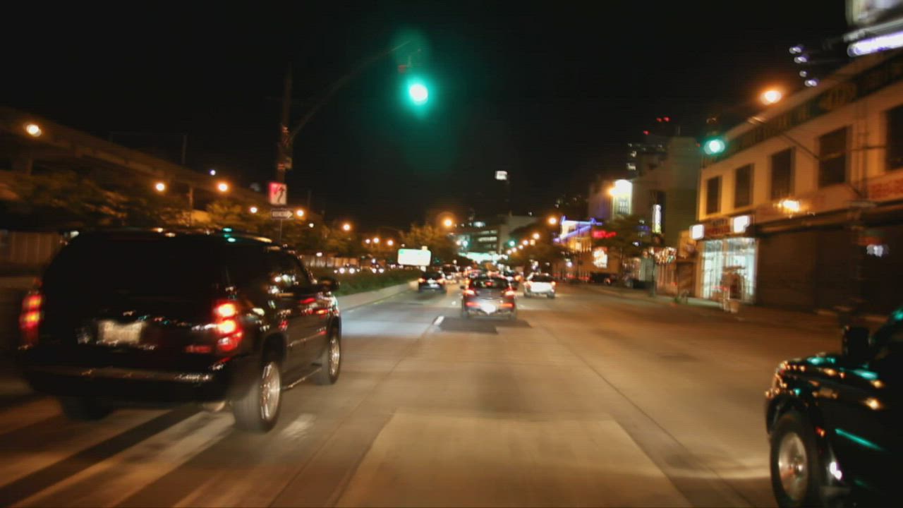 Driving along a highway during the night - Free Stock Video