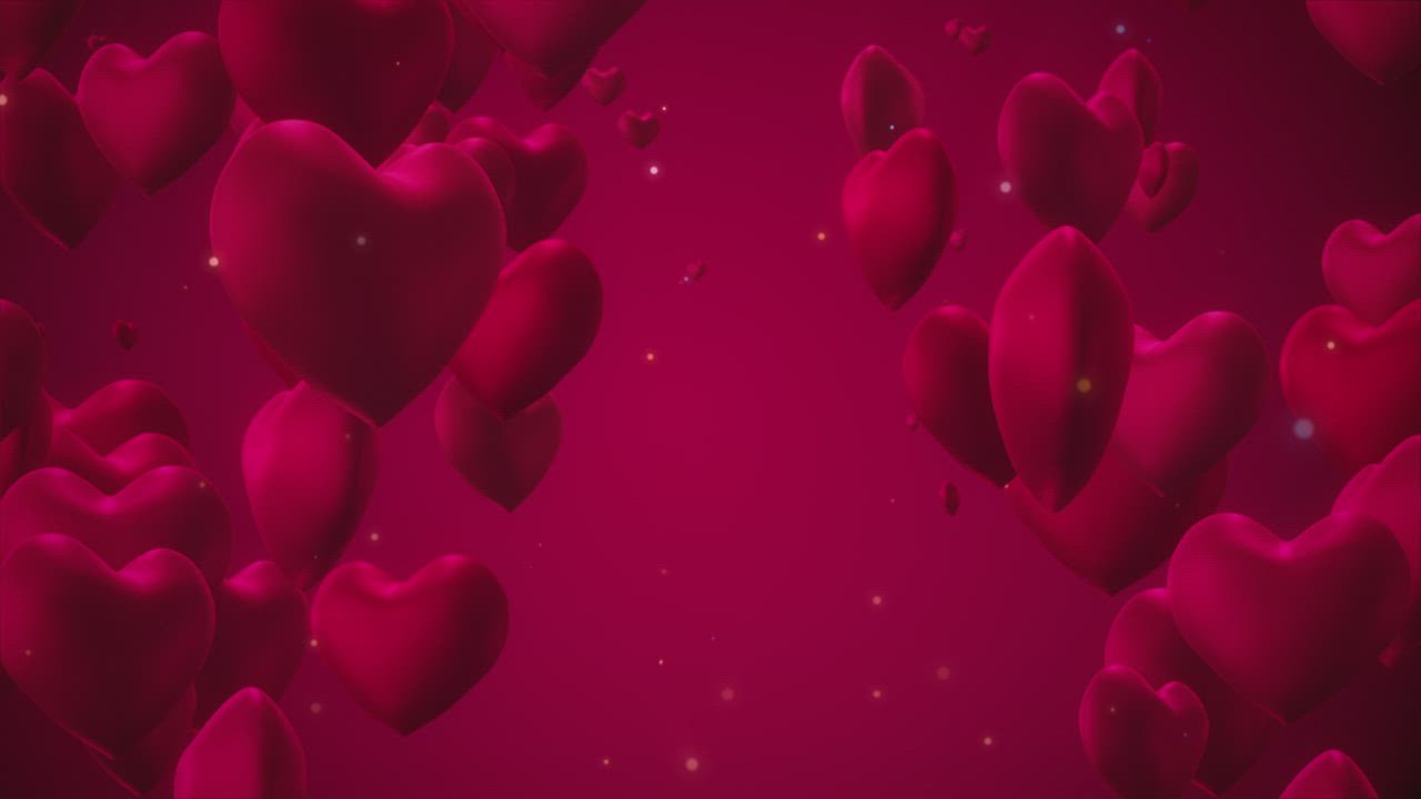 Hearts floating on red background - Free Stock Video