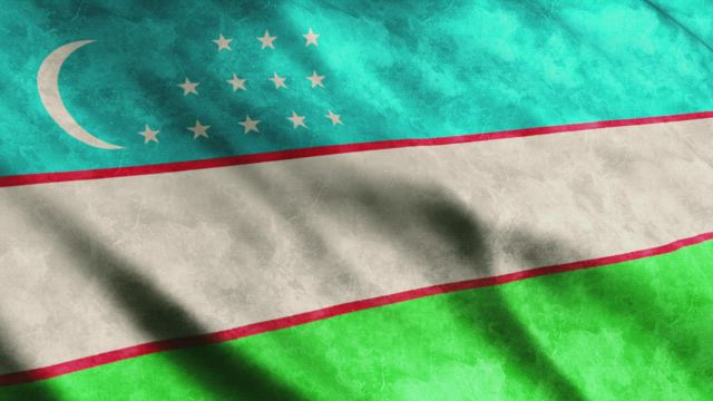 Uzbekistan flag, 3D render animation.