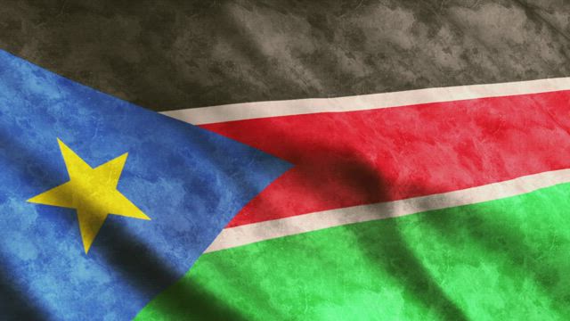 South Sudan flag waving.