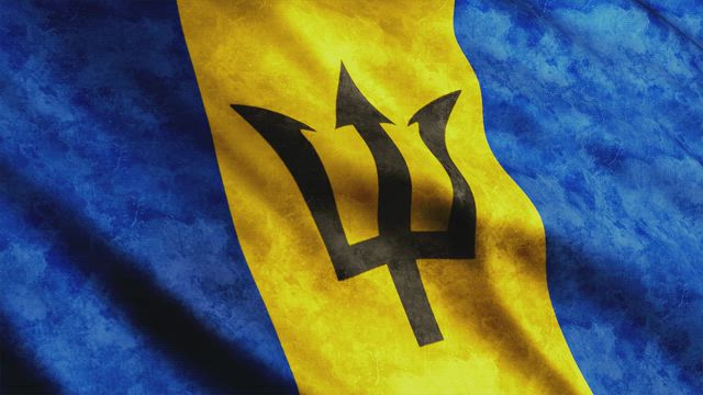 Barbados waving flag, 3D.