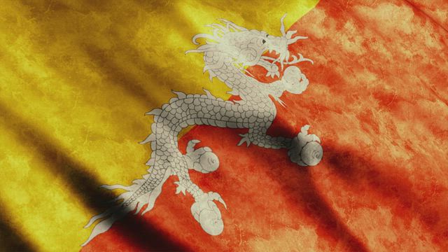 Bhutan flag, 3D render.