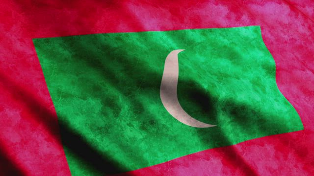 Maldives flag in 3D render animation.