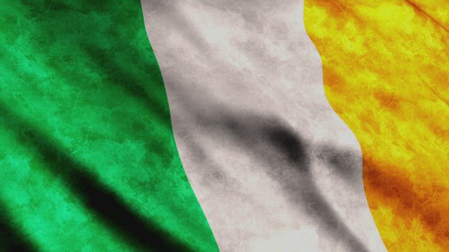 Ireland 3D render flag while waving slowly.