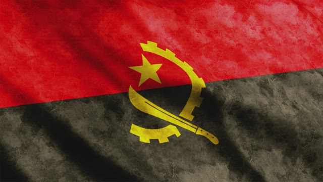 Angola flag moving by the wind.