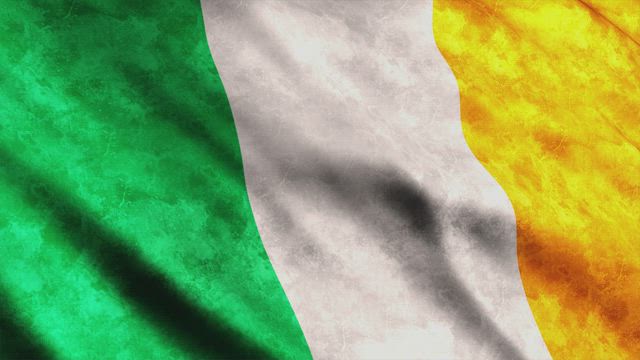 Ireland flag while is waving, 3D.