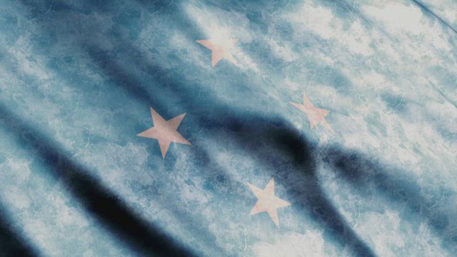 Micronesia faded flag waving.