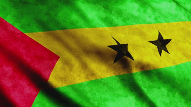 Sao Tome And Principe waving 3D flag.