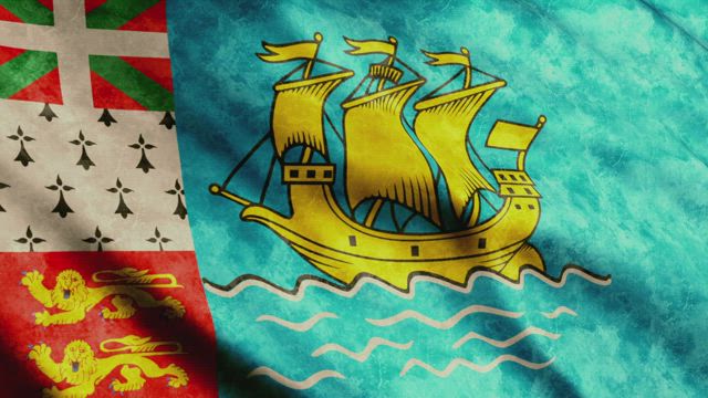 Saint Pierre and Miquelon 3D waving flag.