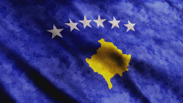 Kosovo worn 3D flag, full screen.