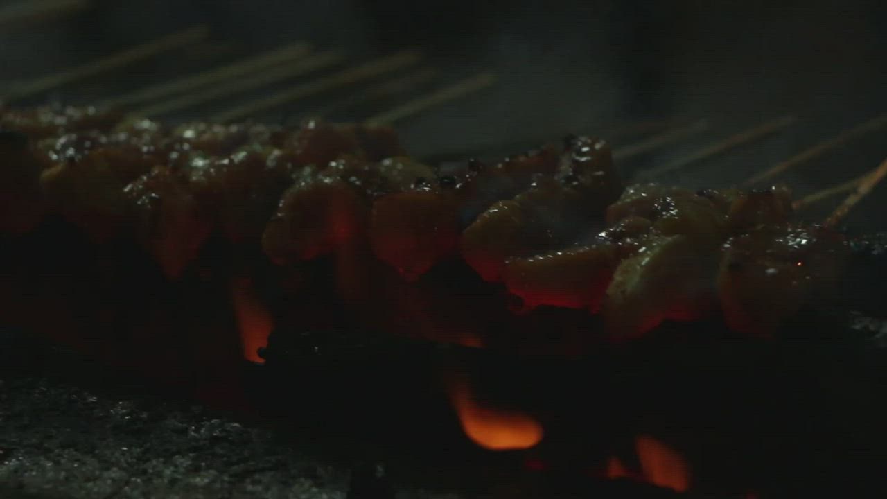 Cooking meat outside - Free Stock Video