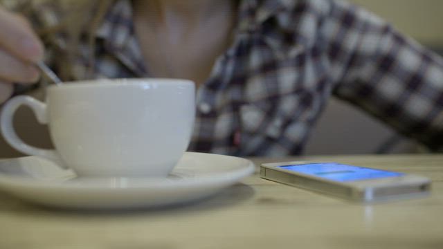 Texting at breakfast.