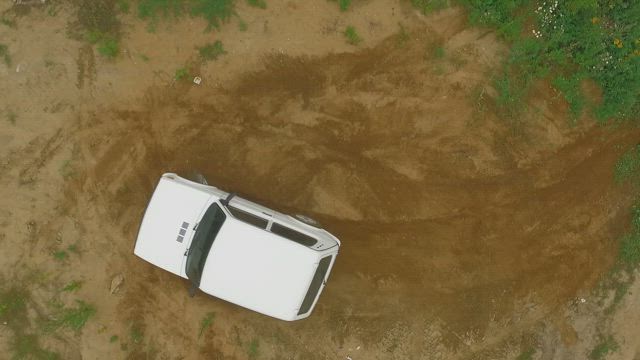 Driving across a dirty field.