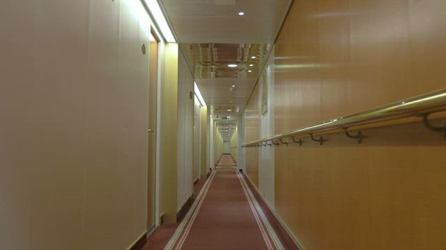 Inside a hotel corridor.