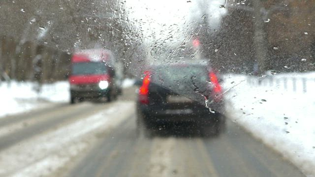 Driving on a cold morning.