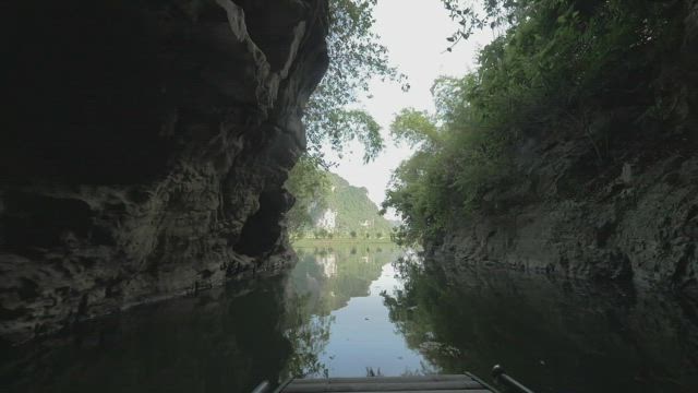 Limestone cliffs over a river.