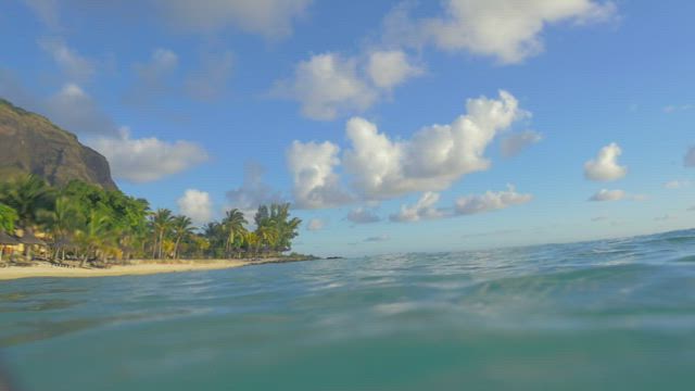 Swimming off a tropical coast.
