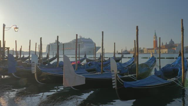 Cruise passengers entering port in Italy.