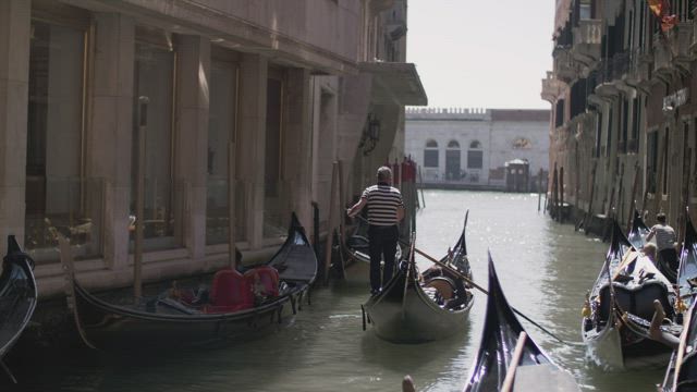 Gondolas on a river.