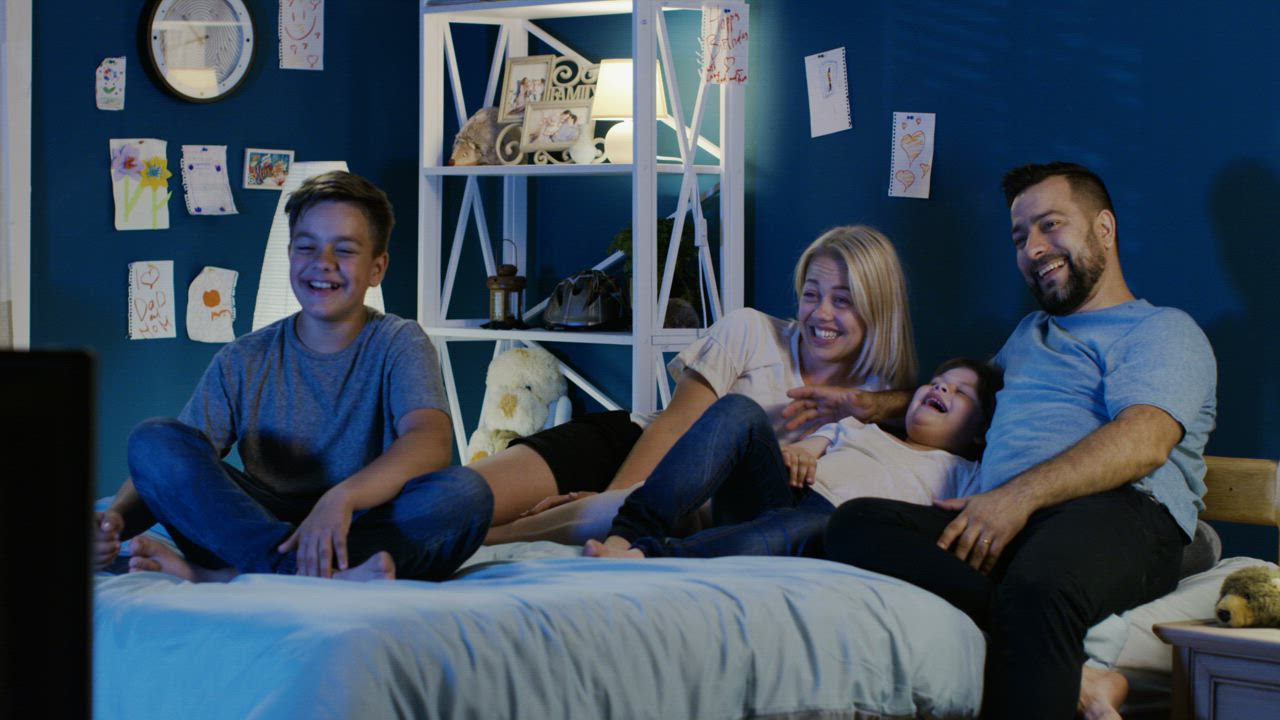 Family together at home